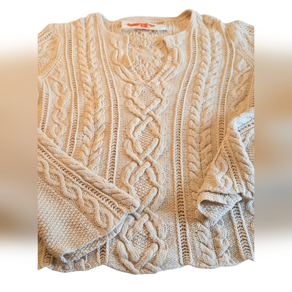 Polo Jean Company Vintage Crochet Cream Color Sweater Size Large